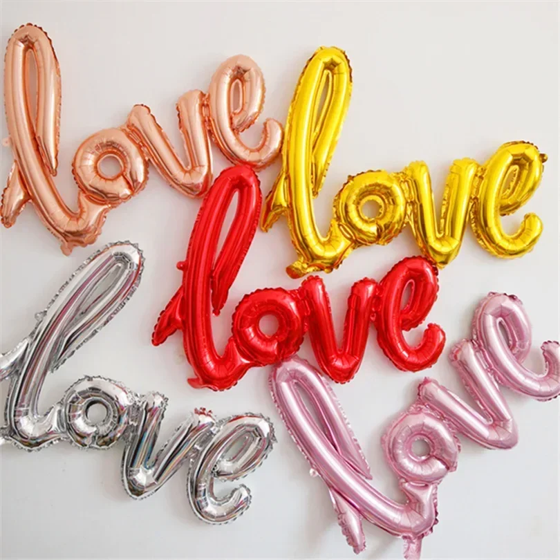 Wedding Qq - 1 PC ขนาดเล็ก Love Letter ฟอยล์บอลลูนครบรอบงานแต่งงานวาเลนไทน์วันเกิดตกแต่งแชมเปญ