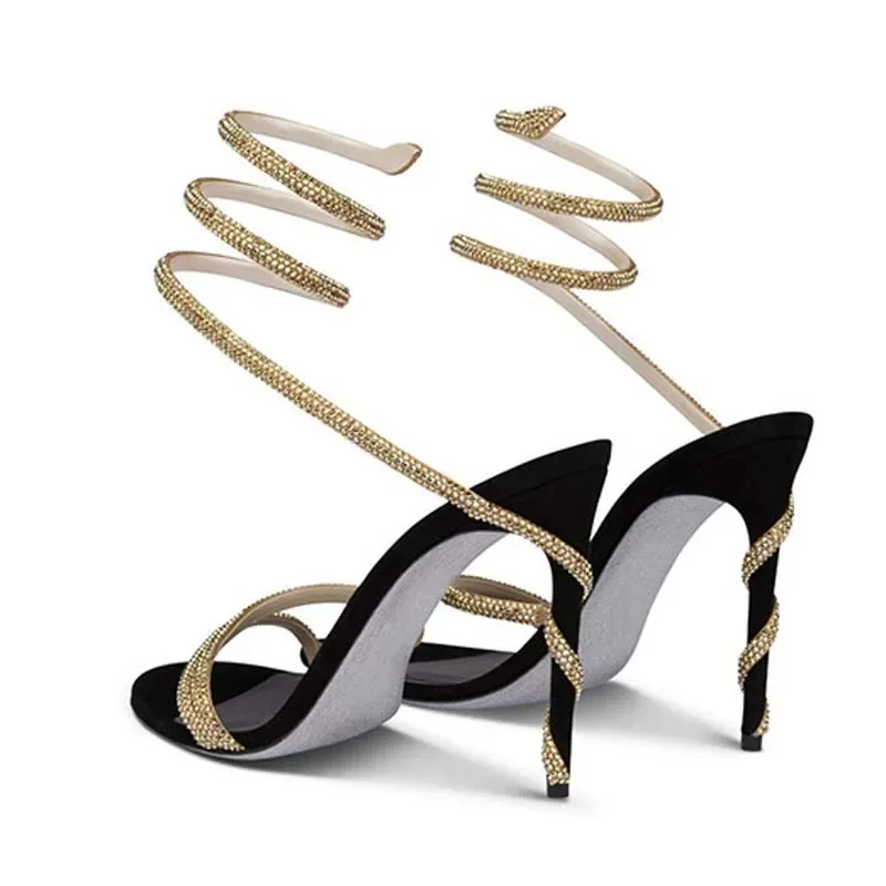 Wedding Fx - Eilyken แฟชั่นคริสตัล Stiletto รองเท้าส้นสูงผู้หญิงรองเท้าแตะ Street สไตล์เซ็กซี่เปิดนิ้วเท้างานแต่งงานสายคล้องข้อเท้ารองเท้า