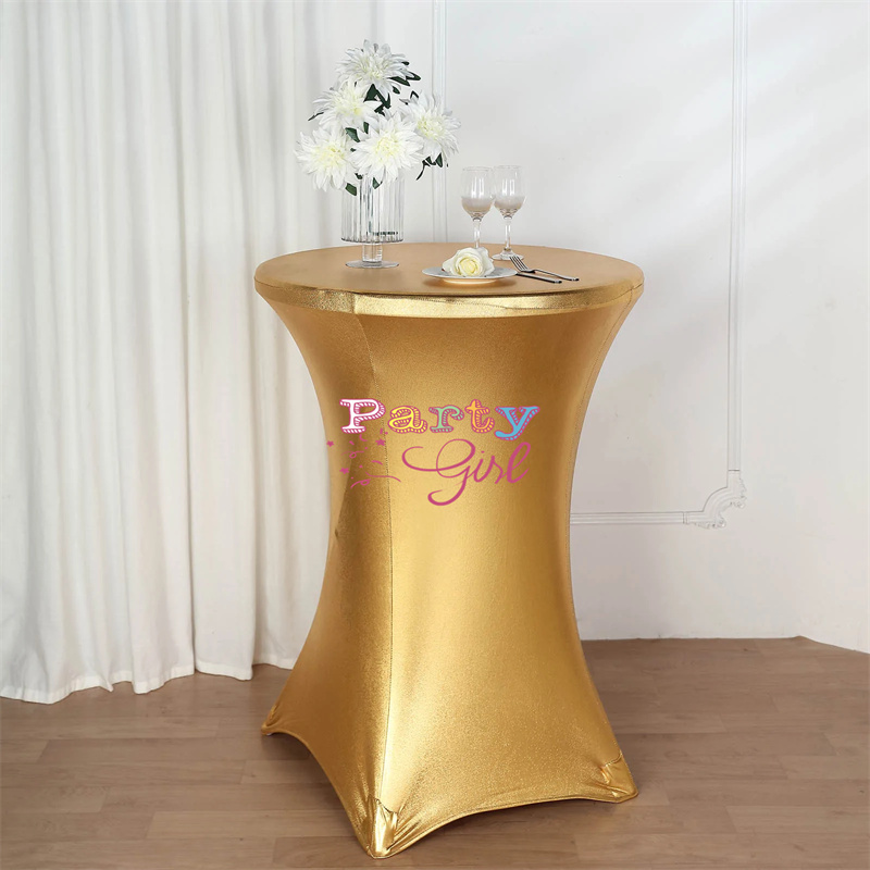 Wedding Qq - ขายร้อน Metallic Spandex ตารางผ้าค็อกเทลตารางสำหรับงานแต่งงานตกแต่ง