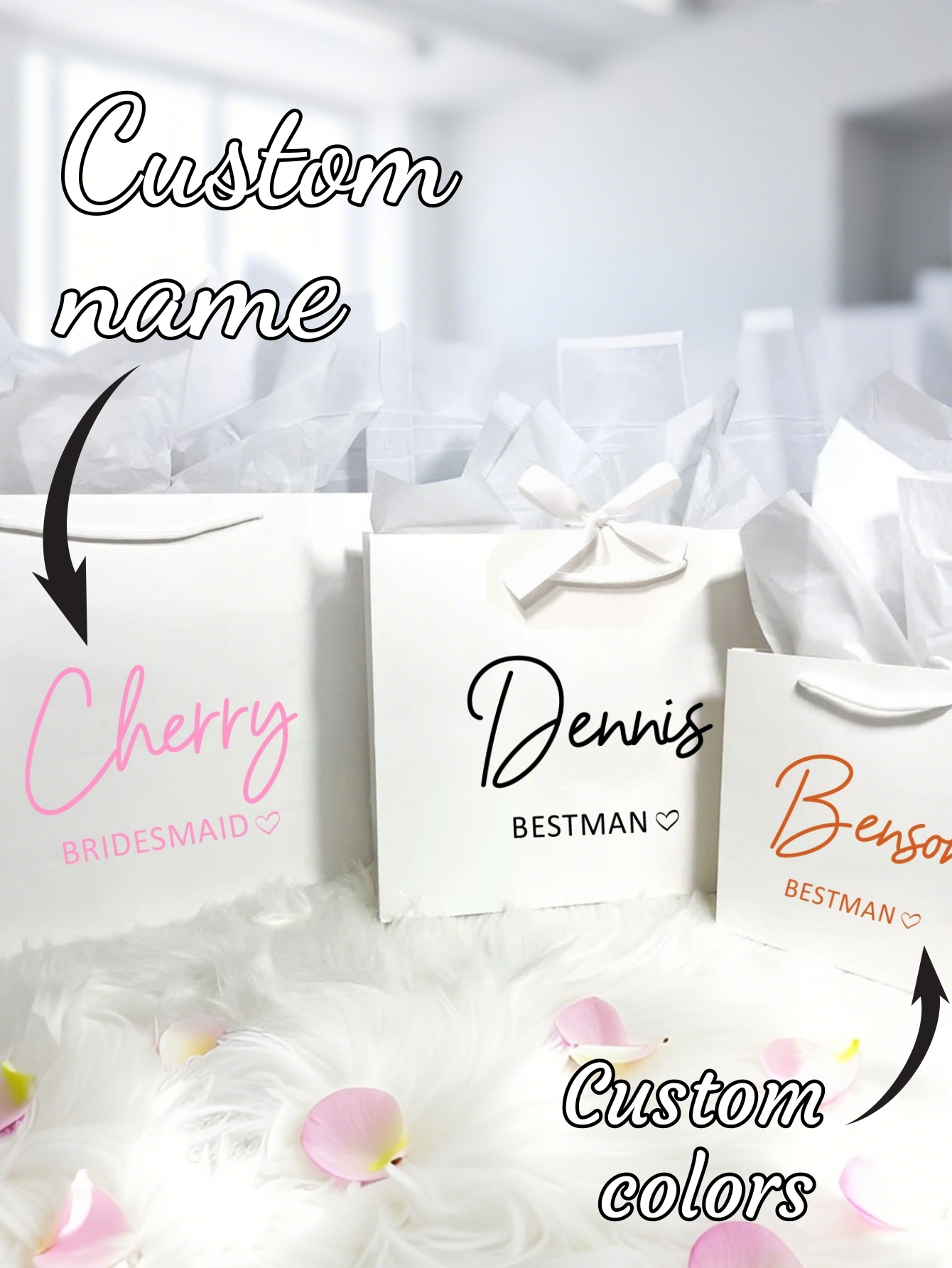 Wedding Vendor - กระเป๋าของขวัญงานแต่งงานแบบกำหนดเอง 1 ชิ้น สำหรับเพื่อนเจ้าสาว เพื่อนเจ้าบ่าว เจ้าสาว
