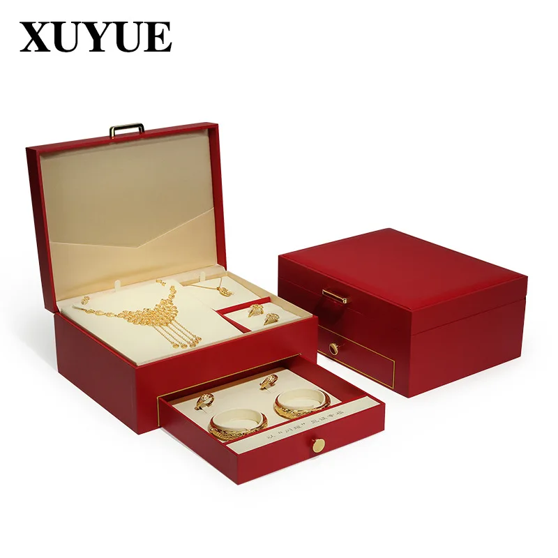 Wedding Package Gold - คุณภาพสูงหรูหรากล่องเก็บเครื่องประดับสร้อยคอแหวนจัดเก็บเครื่องประดับแพคเกจทองงานแต่งงานชุดของขวัญกล่อง