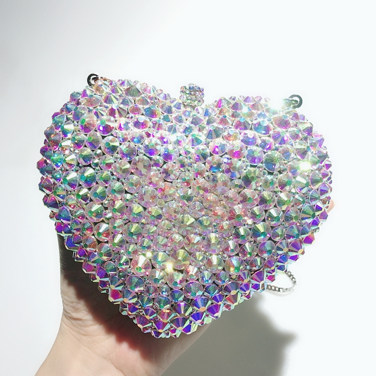 Wedding Supply Factory - โรงงาน Love Heart Shape Handmade เพชรคริสตัลหินงานแต่งงานอาหารค่ําแบบพกพาเพชรกระเป๋า