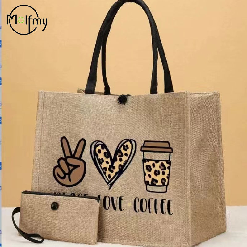 2 ชิ้นผ้าลินิน Tote กระเป๋าผ้า - Wedding Vendor บทวิจารณ์และราคา
