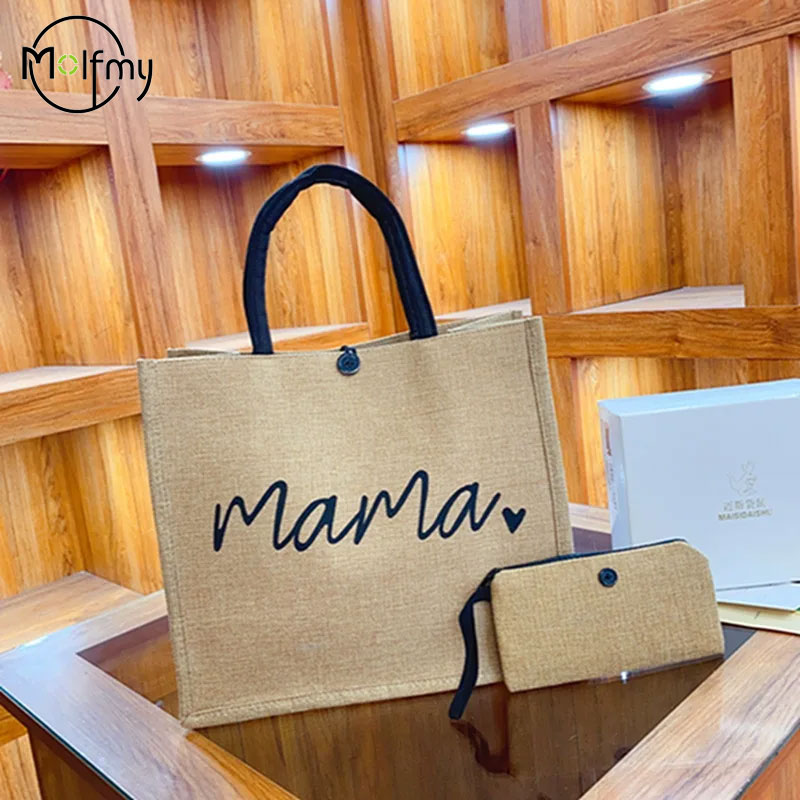 2 ชิ้นผ้าลินิน Tote กระเป๋าผ้า - Wedding Vendor บทวิจารณ์และราคา