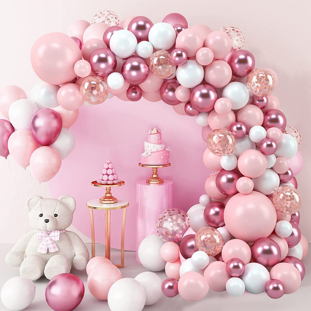 สีชมพู Macaron บอลลูน Garland  - Wedding Day Supply Kit บทวิจารณ์และราคา