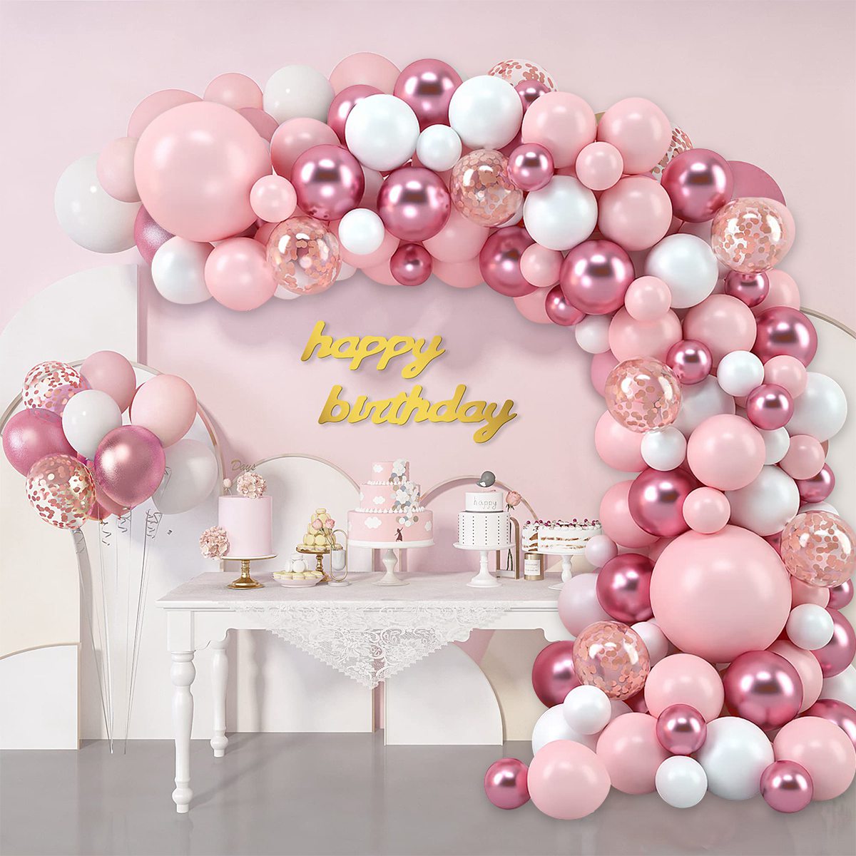 สีชมพู Macaron บอลลูน Garland  - Wedding Day Supply Kit บทวิจารณ์และราคา