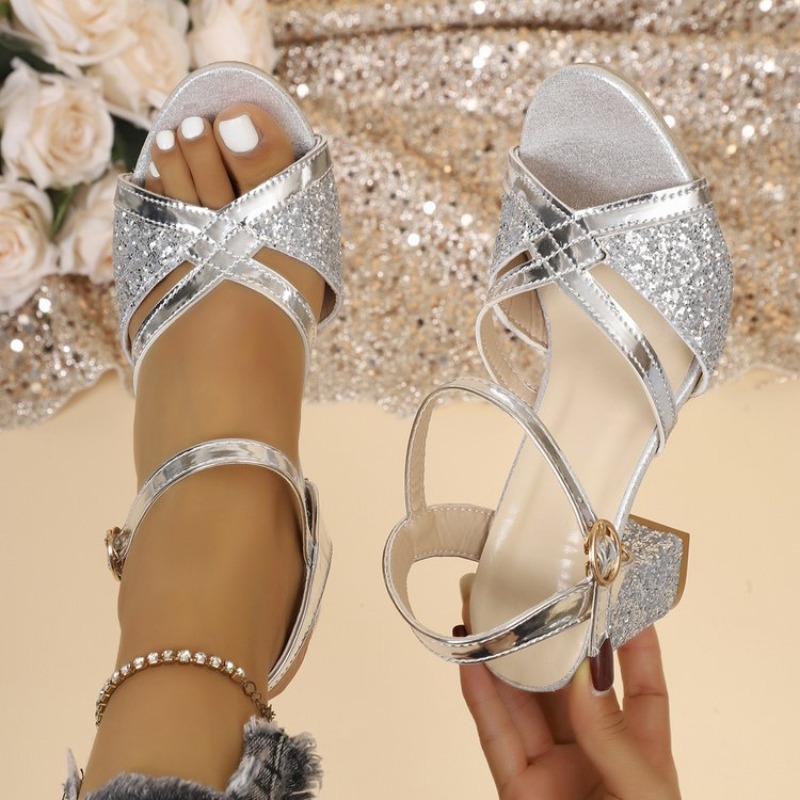 รองเท้าส้นบล็อกแบบเปิดนิ้วเท้า - Wedding Fx บทวิจารณ์และราคา
