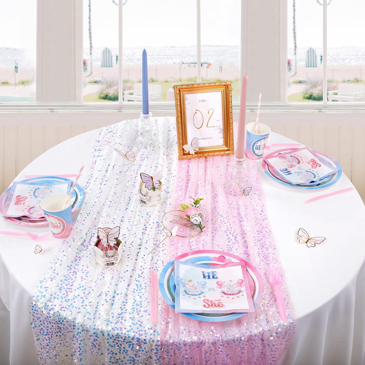 Glitter สีรุ้งเลื่อมตาราง Runn - Table Runner Sequin บทวิจารณ์และราคา